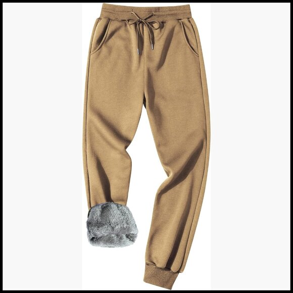Men's Sherpa Lined Fleece Sweatpants Winter Warm Jogger Pants